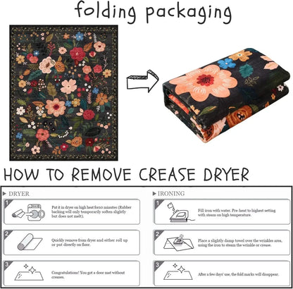 Vintage Floral Washable Area Rug & Hallway Runner