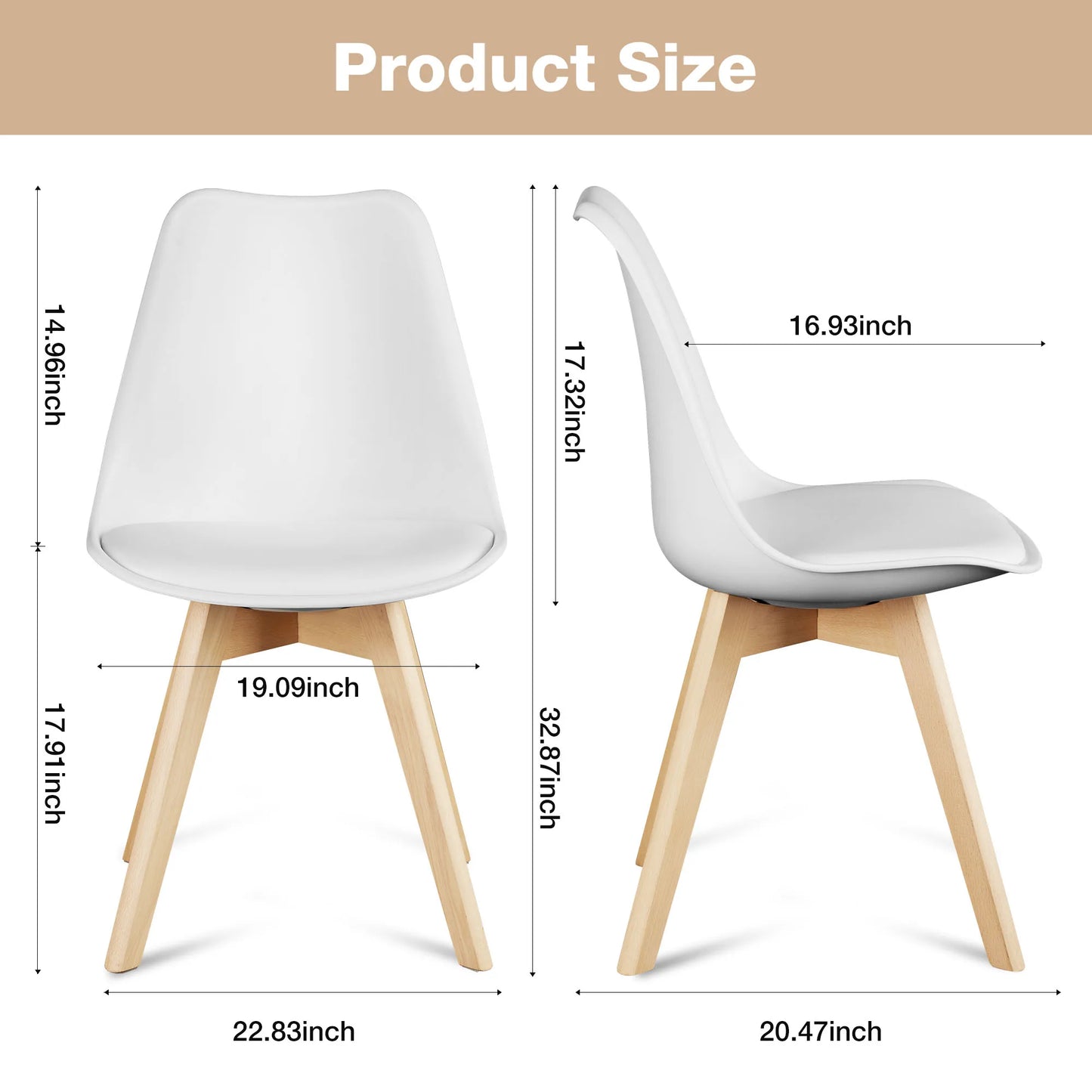 Modern PU Leather Dining Chairs Set of 4