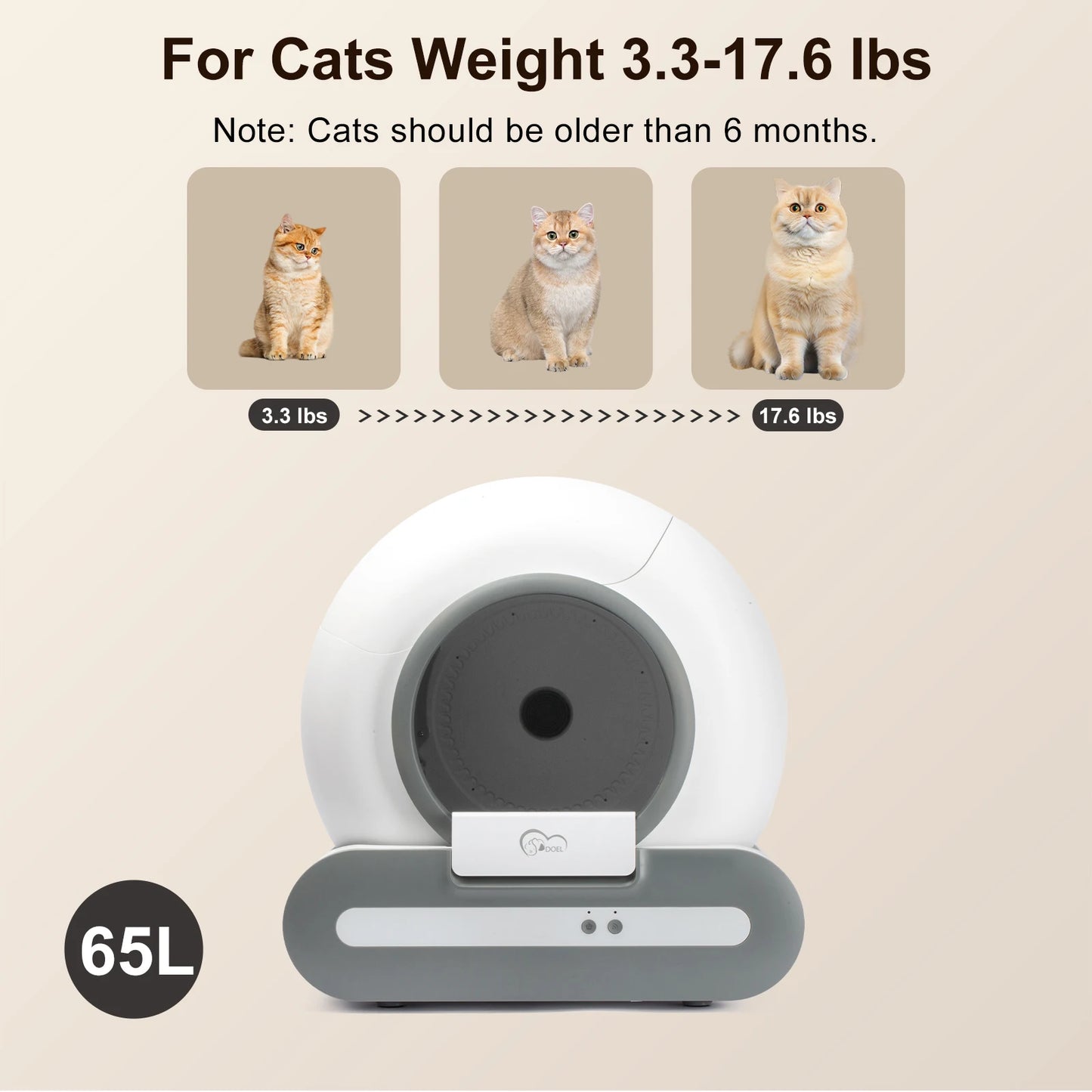 Smart Self-Cleaning 65L Cat Litter Box