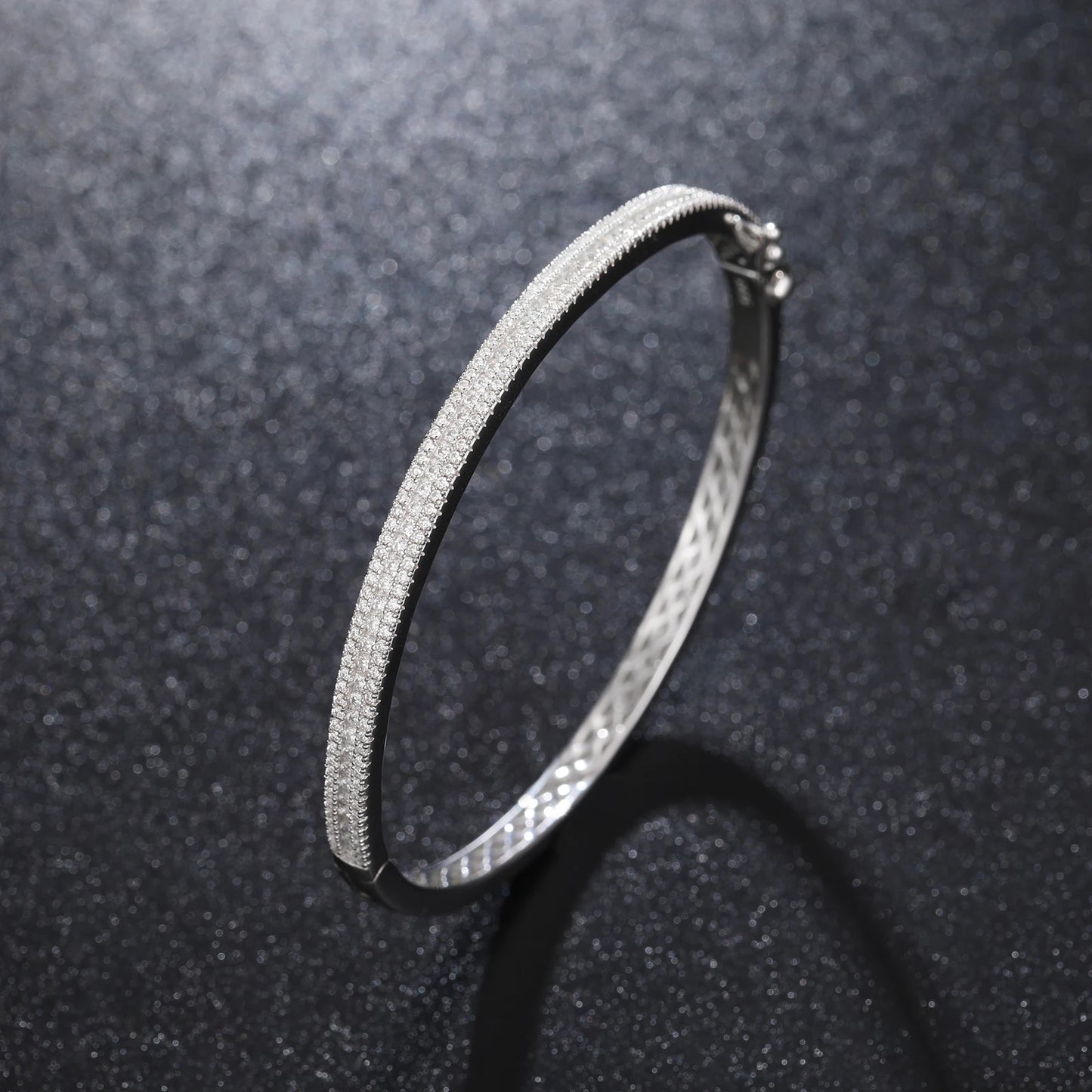 Men's 4mm 3-Row Moissanite Cuff Bangle | 925 Sterling Silver Hip Hop Bracelet