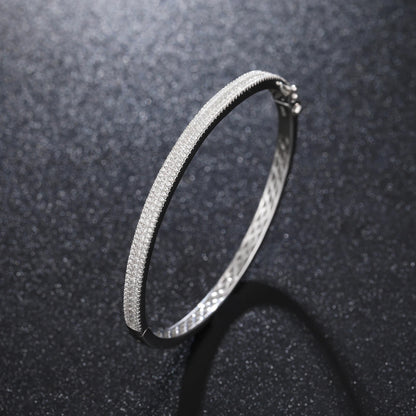 Men's 4mm 3-Row Moissanite Cuff Bangle | 925 Sterling Silver Hip Hop Bracelet