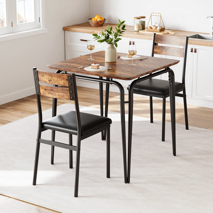 Compact 3-Piece Wood Dining Table Set
