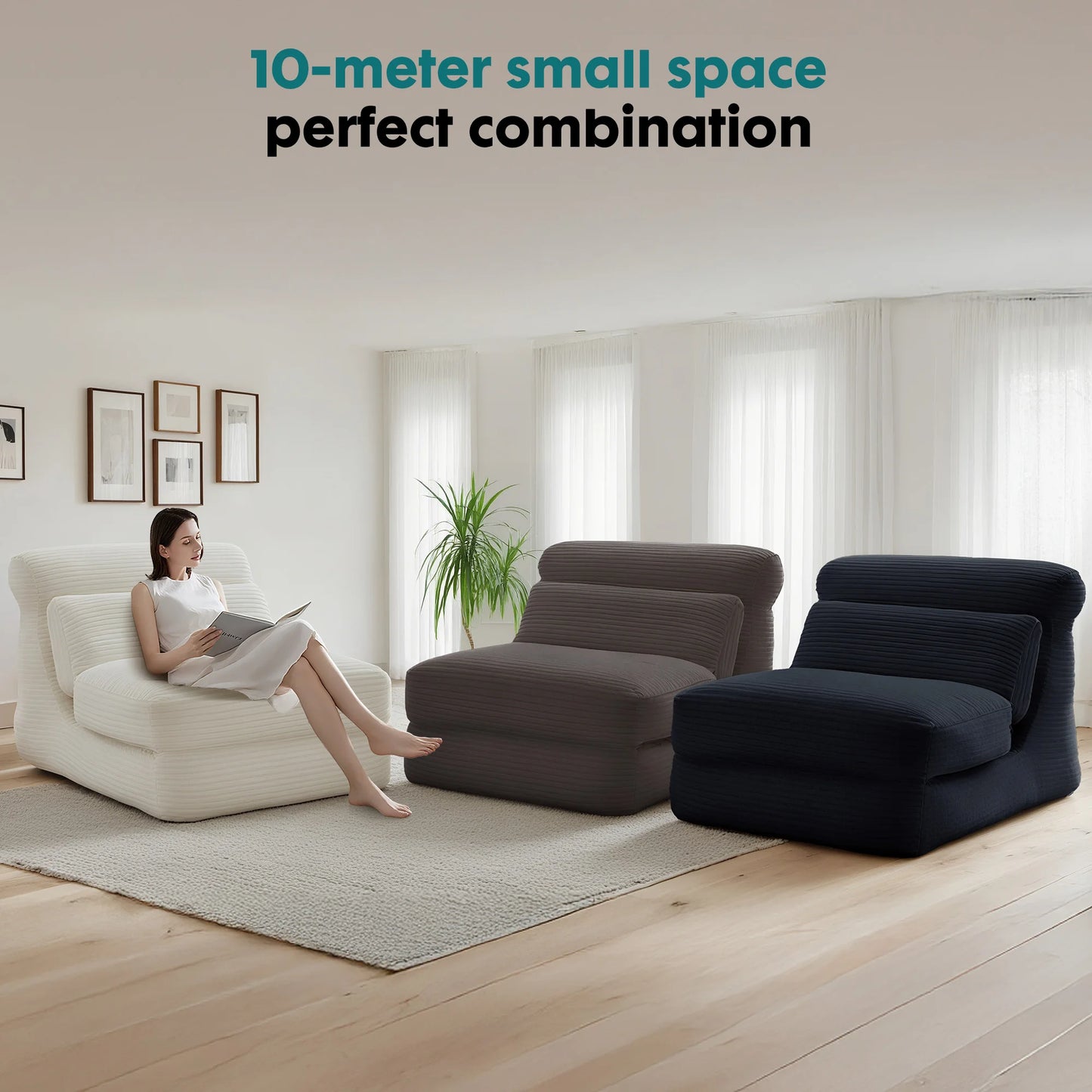 Modern Corduroy Ergonomic Convertible Sleeper Chair
