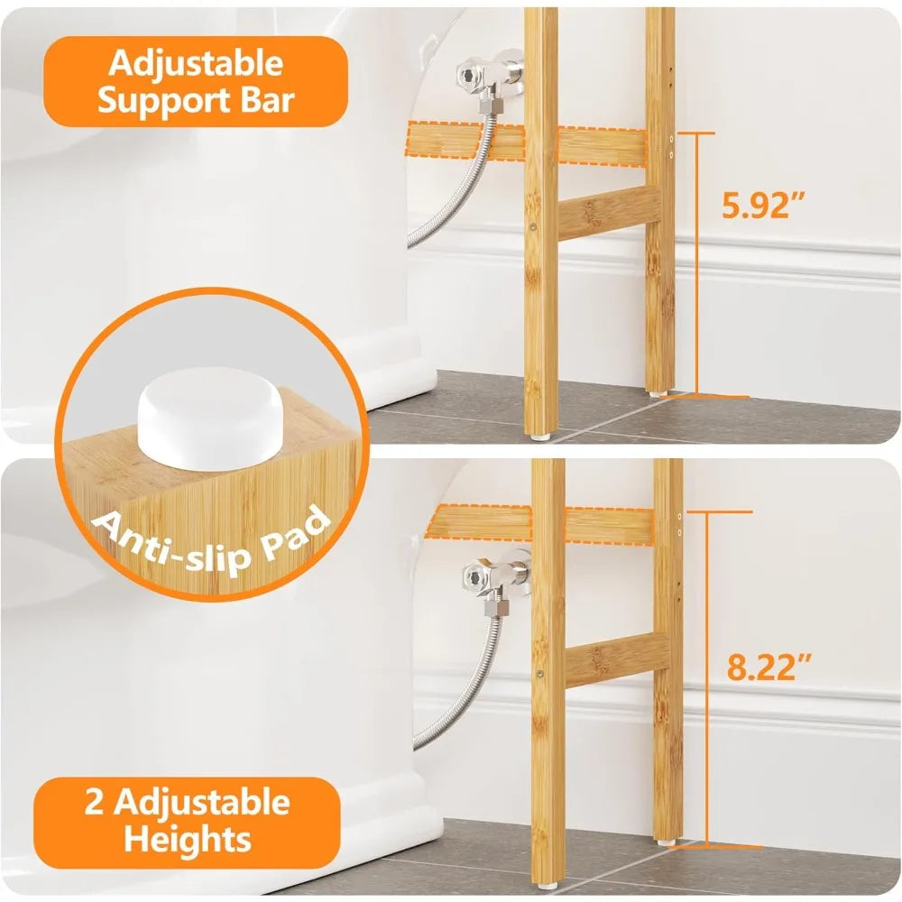 Over Toilet Storage 3-Tier Bamboo Organizer