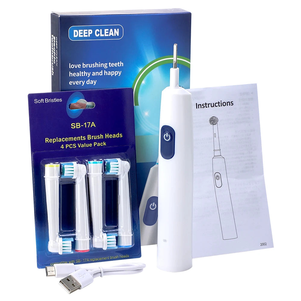 Electric Toothbrush Waterproof Smart Timer Rechargeable