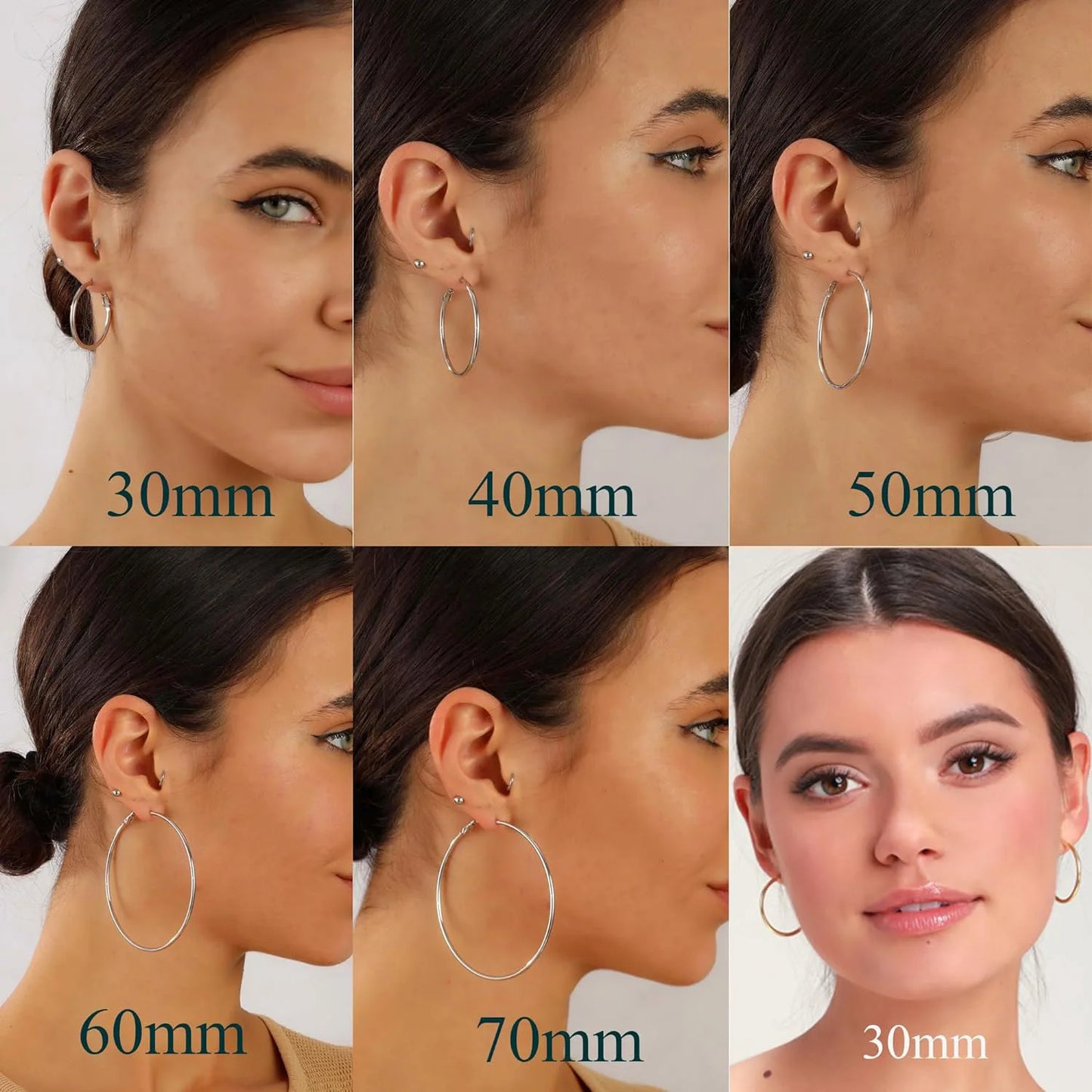 6-Pair Stainless Steel Hoop Earrings Set