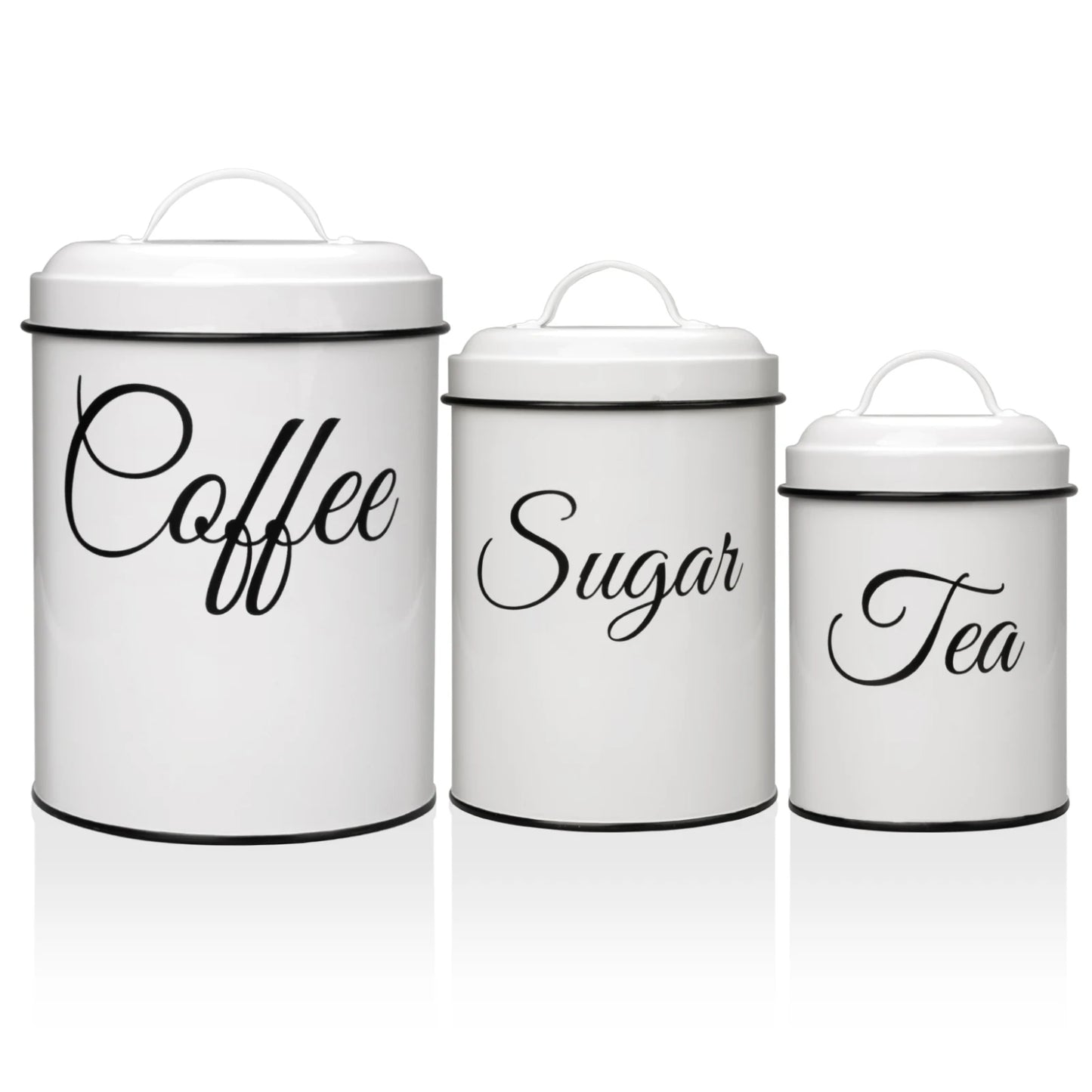 3-Piece White Airtight Kitchen Canister Set