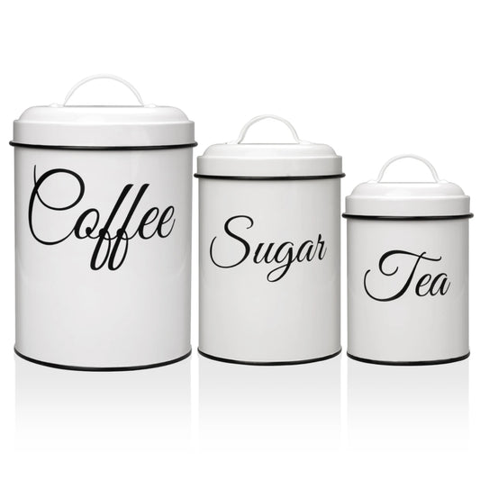 3-Piece White Airtight Kitchen Canister Set