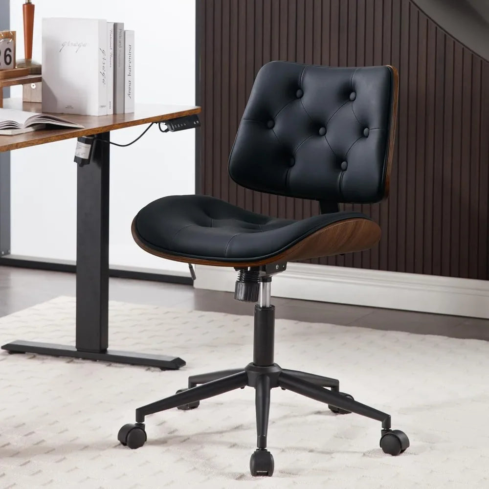 PU Leather Armless Office Chair Swivel Adjustable
