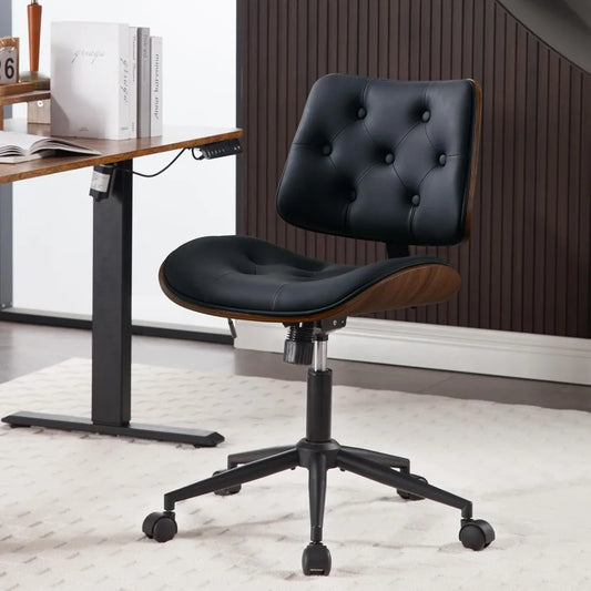 PU Leather Armless Office Chair Swivel Adjustable