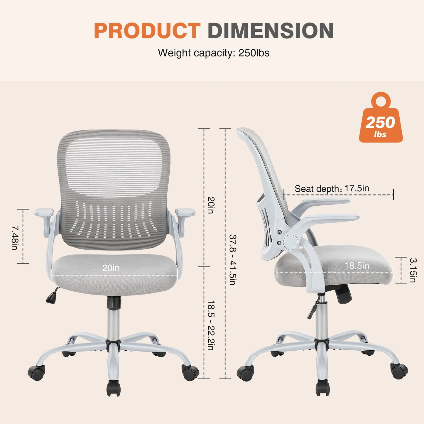 Ergonomic Mesh Office Chair Adjustable Swivel Rolling