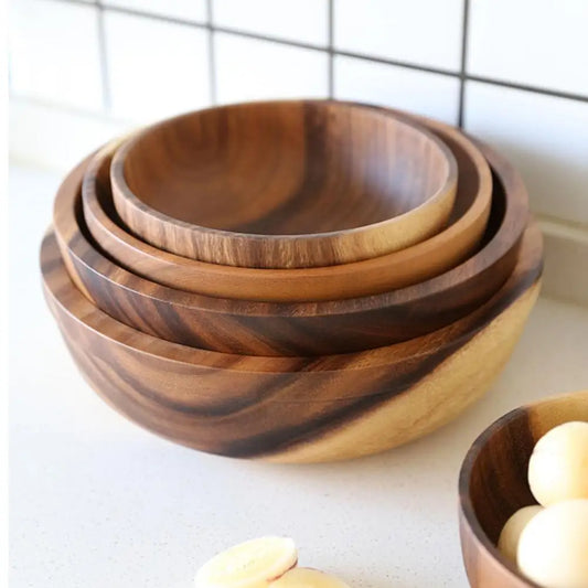 Eco-Friendly Wooden Salad Soup Bowl