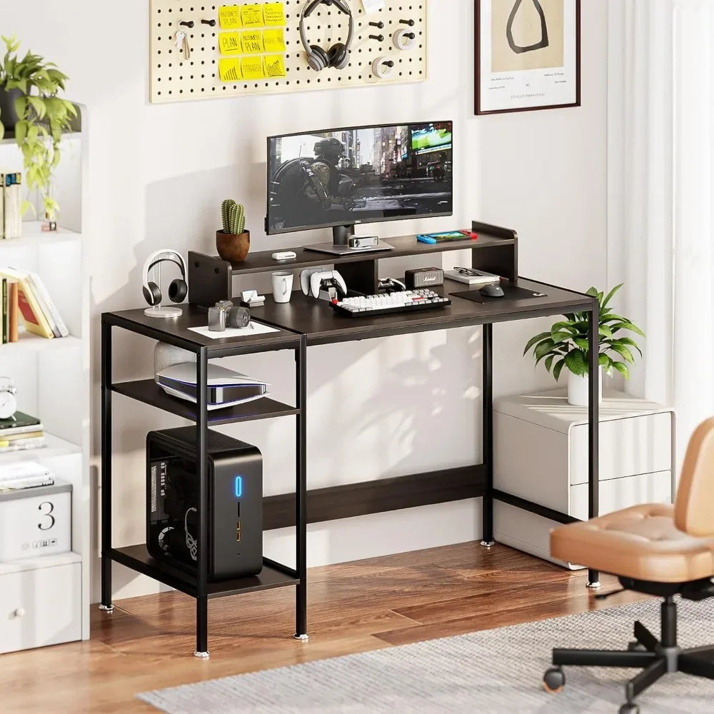 Home Office Desk with Adjustable Monitor Stand