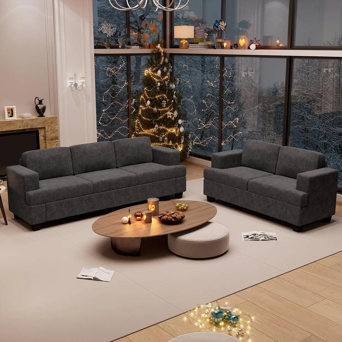 Cozy Cloud Deep Seat Chenille Sofa & Loveseat Set