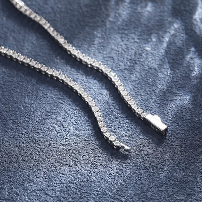 2mm Moissanite Tennis Necklace in 925 Sterling Silver | D VVS1 Brilliant Cut | Passes Diamond Tester with GRA Certificate