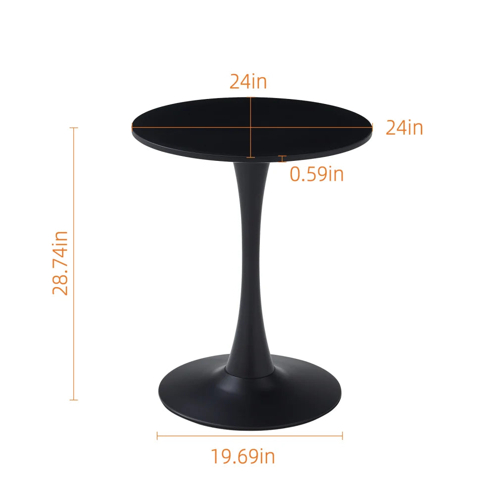 24 Inch Black Round Mid Century Modern Table