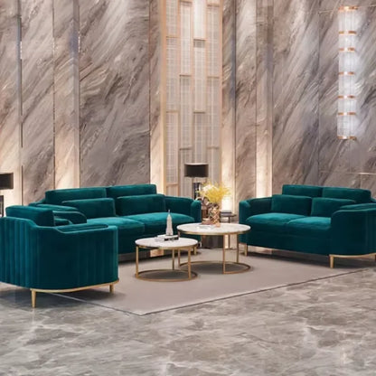 Luxury Emerald Green Velvet Sofa Set – Designer Floor Armchair & Sectional Lounge