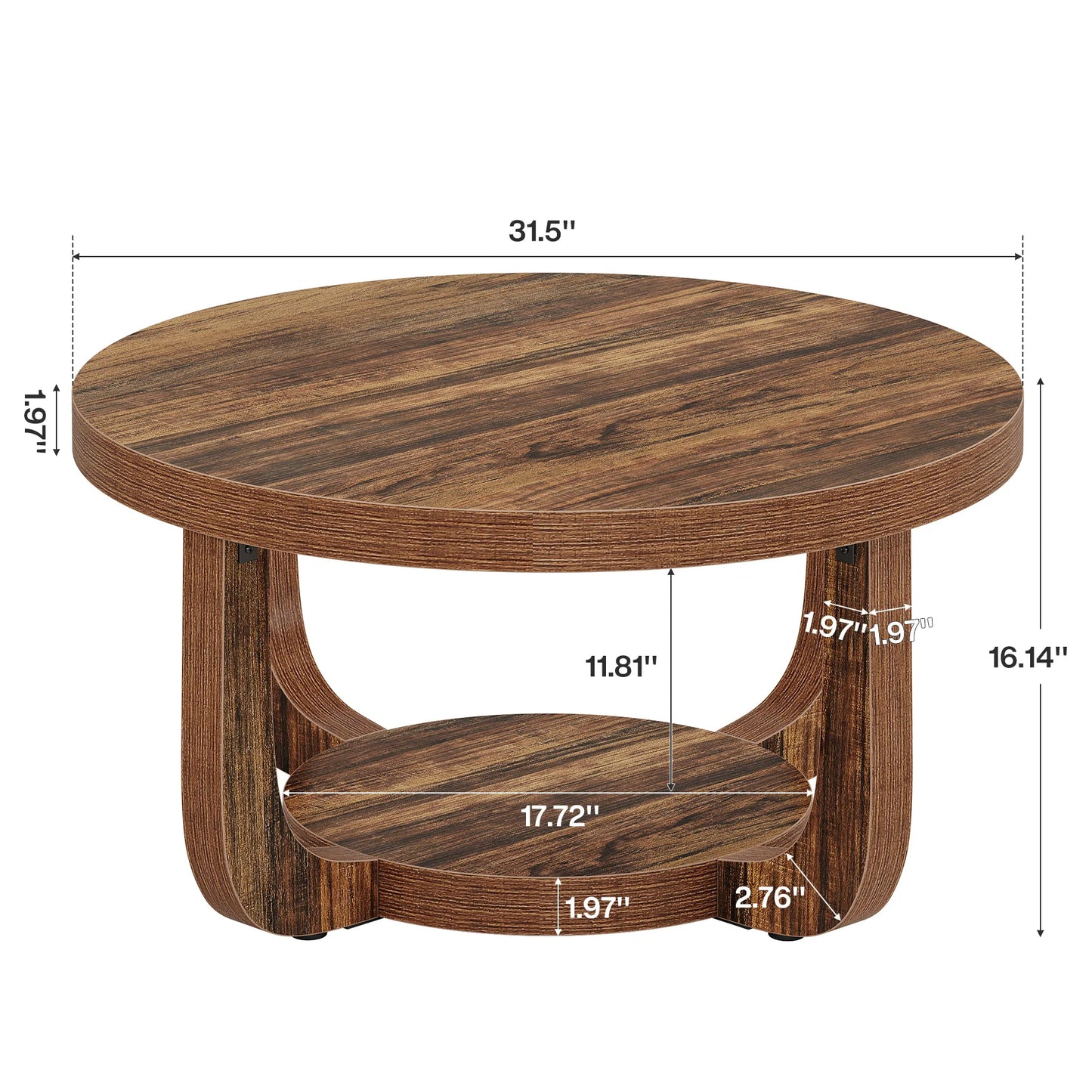 Tribesigns 2 Tier Round Wooden Coffee Table