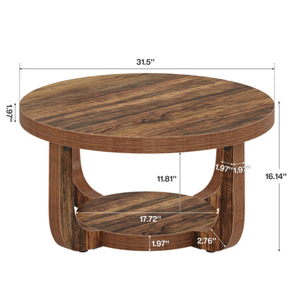 Tribesigns 2 Tier Round Wooden Coffee Table