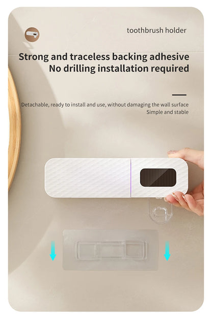 Smart Wall-Mounted Toothbrush Rack Toothpaste Dispenser 3-Slot