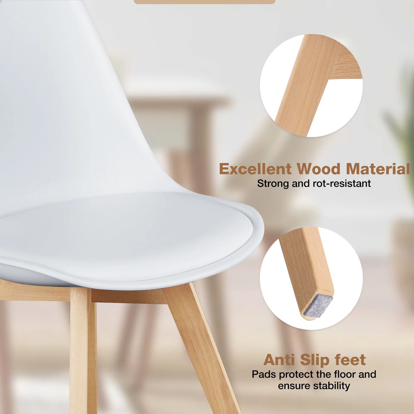 Modern PU Leather Dining Chairs Set of 4