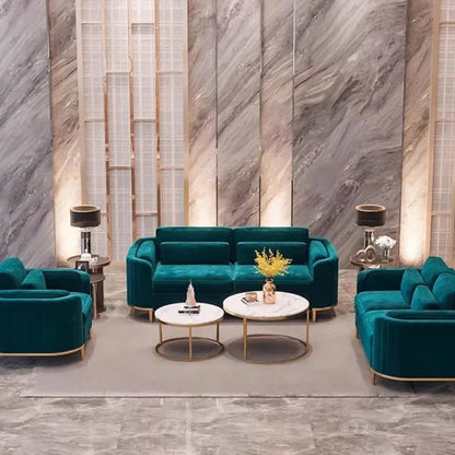 Luxury Emerald Green Velvet Sofa Set – Designer Floor Armchair & Sectional Lounge