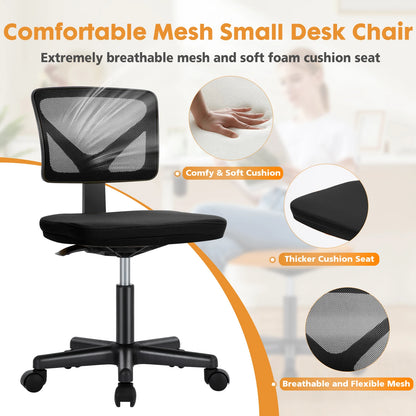 Mesh Armless Office Chair Lumbar Support Swivel