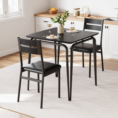 Compact 3-Piece Wood Dining Table Set