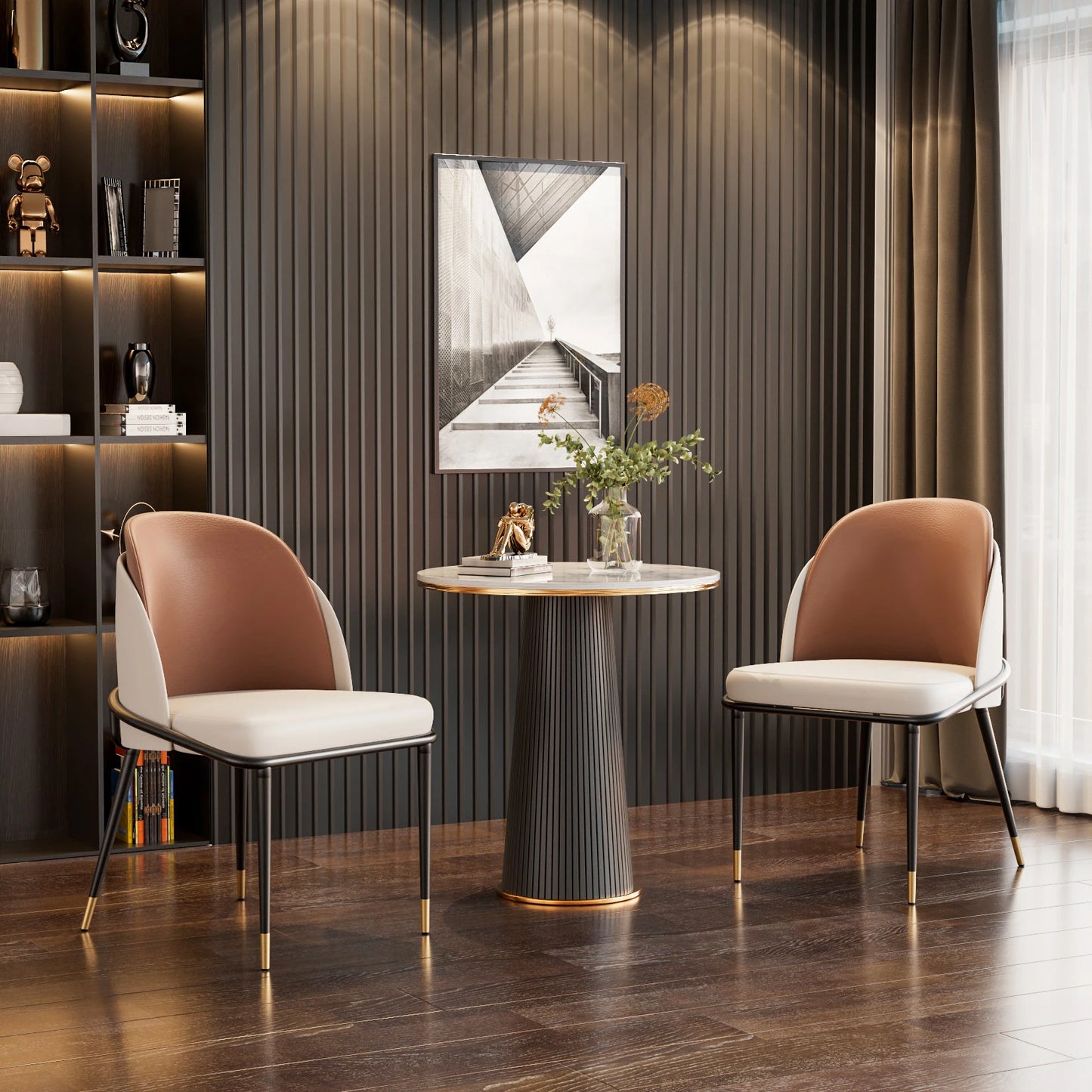 Luxurious Microfiber Silicone Leather Upholstered Dining Chairs