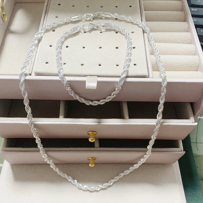 2pcs Silver Plated Necklace Bracelet Set