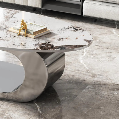 Luxury Oval Faux Marble Coffee Table