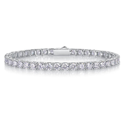 Sweetrain Moissanite Tennis Bracelet: 925 Sterling Silver & 18K Gold Plated
