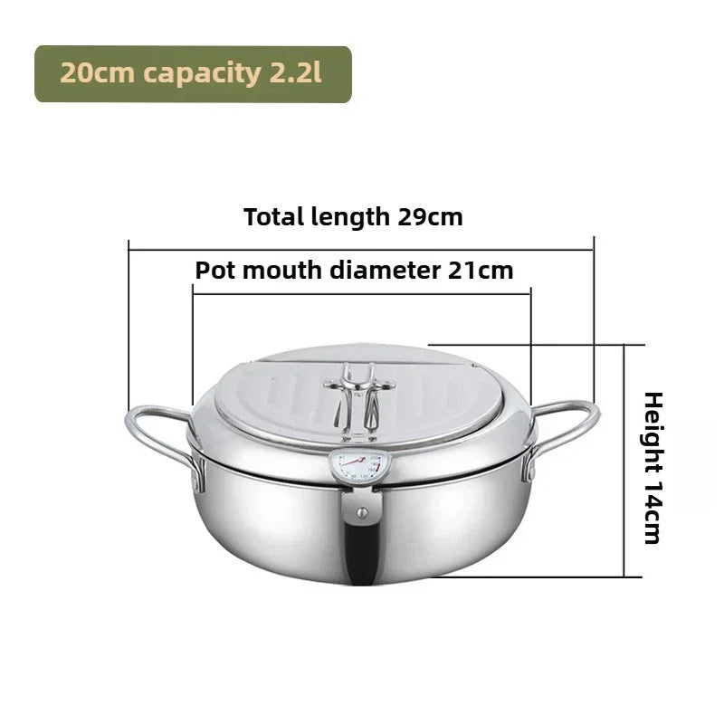 Multifunctional Deep Fryer with Thermometer & Rack