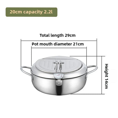 Multifunctional Deep Fryer with Thermometer & Rack