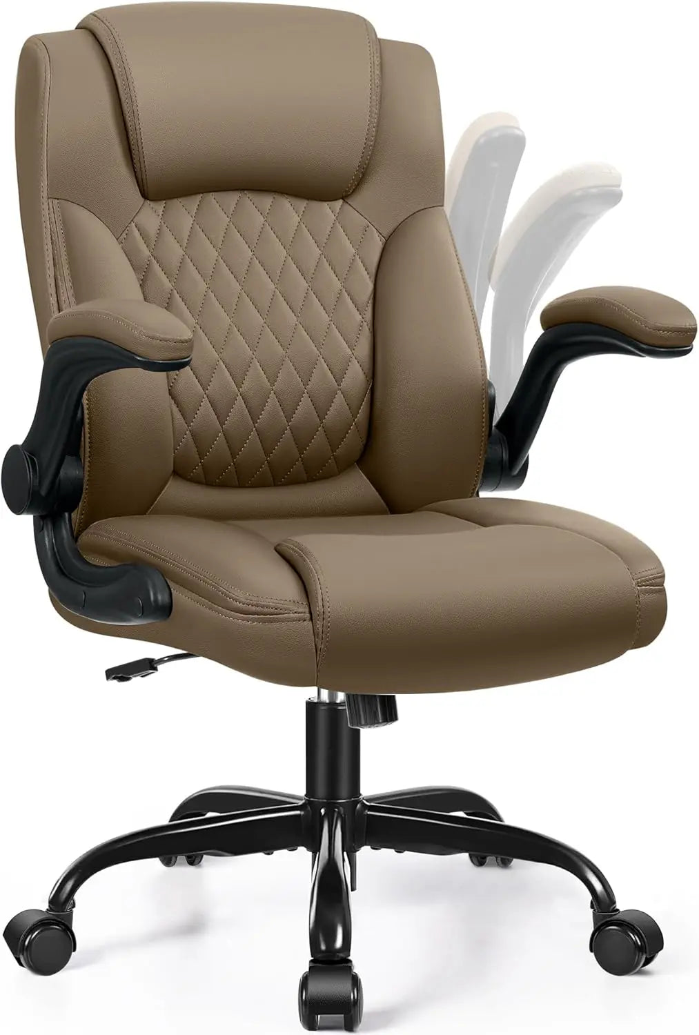 Leather Office Chair Ergonomic Swivel Wheels