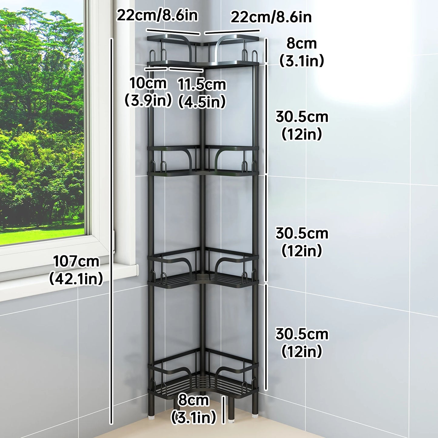Freestanding Multi-Tier Bathroom Corner Storage Shelf