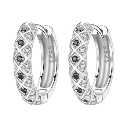 Retro Silver Grass Pattern Hoop Earrings