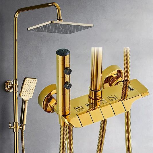 Luxury Gold Piano Rainfall Shower System