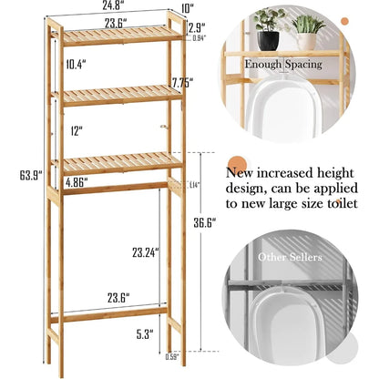 Over Toilet Storage 3-Tier Bamboo Organizer