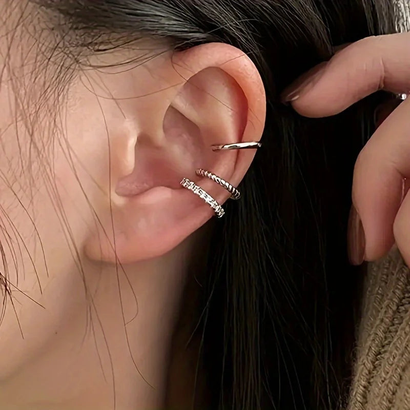 Gold Stainless Steel Clip-On Ear Cuffs