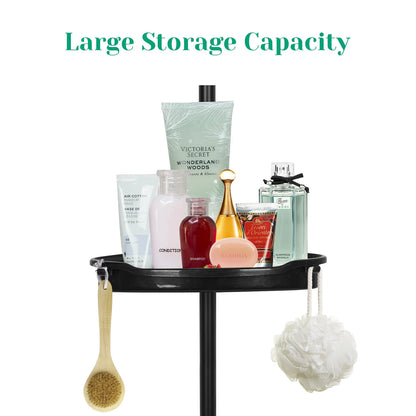 4-Tier Corner Shower Caddy – Extra Tall Adjustable Tension Pole (101.6"–122" H)