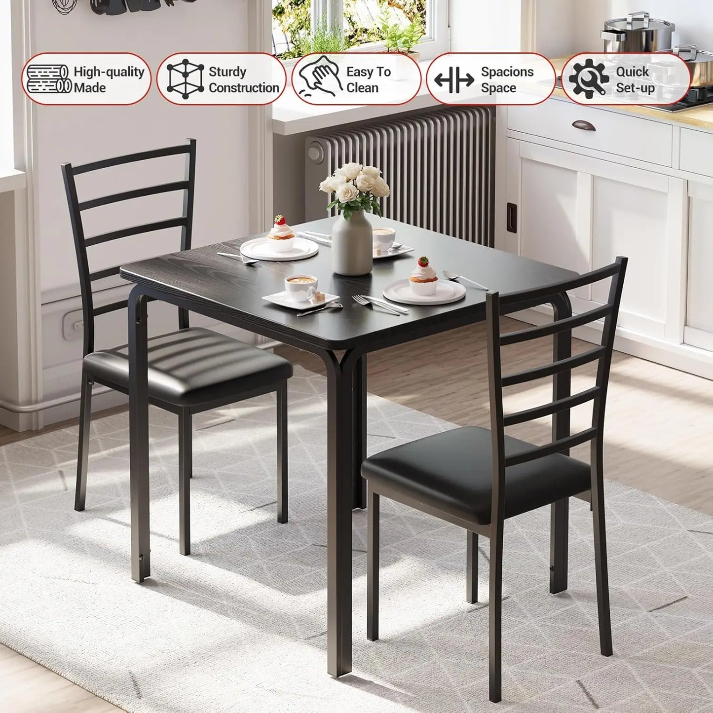 Space Saving 3-Piece Dining Table Set