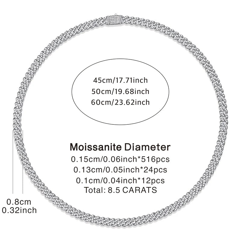 Moissanite Iced Cuban Link Chain Necklace