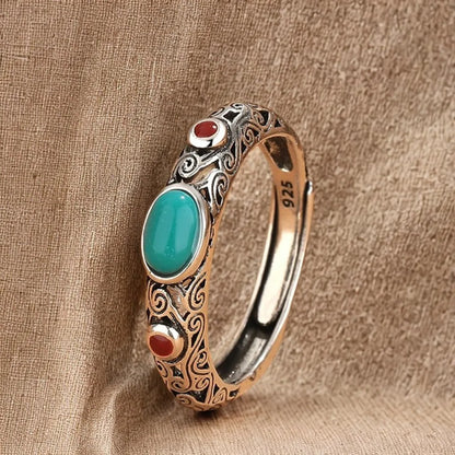 Vintage Sterling Silver Turquoise Band Ring
