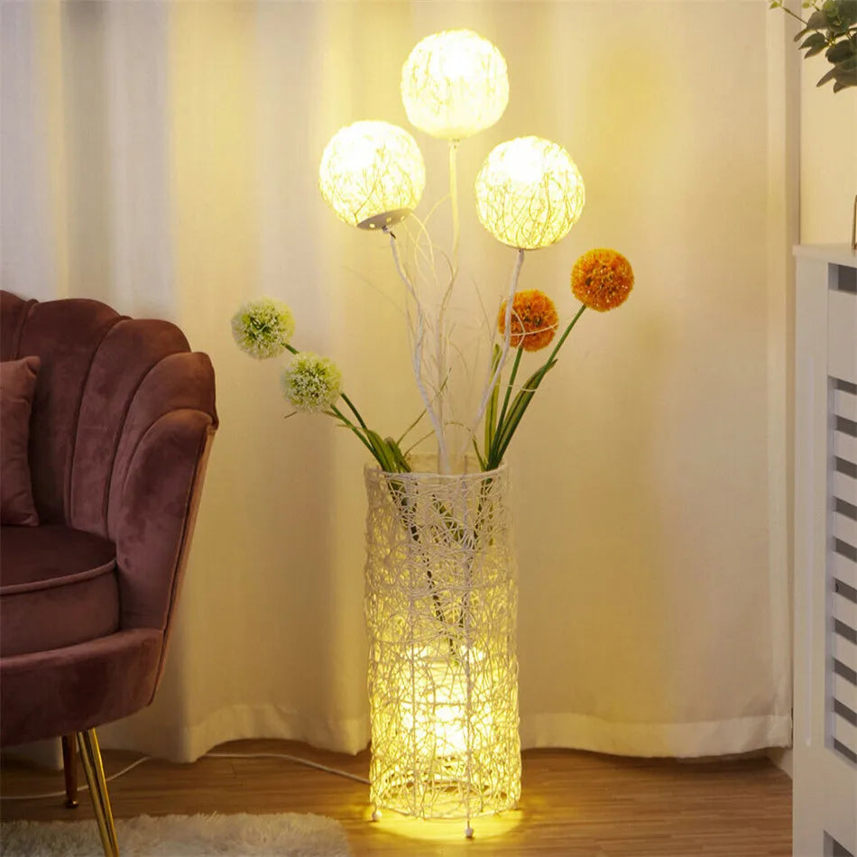 LUVODI Modern Rattan Tall Standing Floor Lamp
