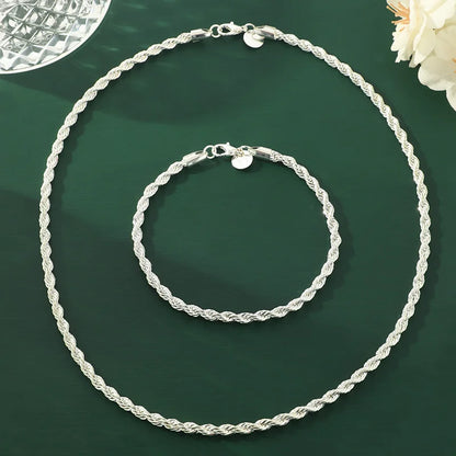 2pcs Silver Plated Necklace Bracelet Set