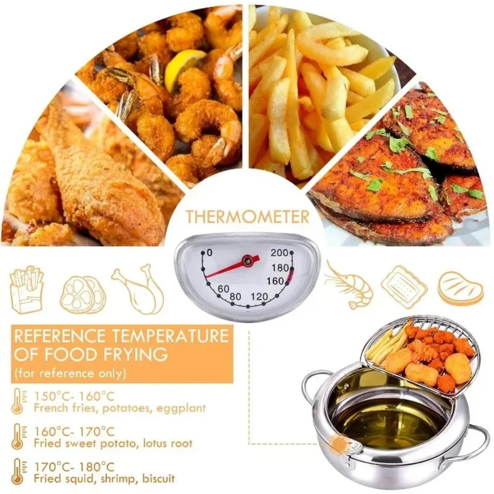 Multifunctional Deep Fryer with Thermometer & Rack