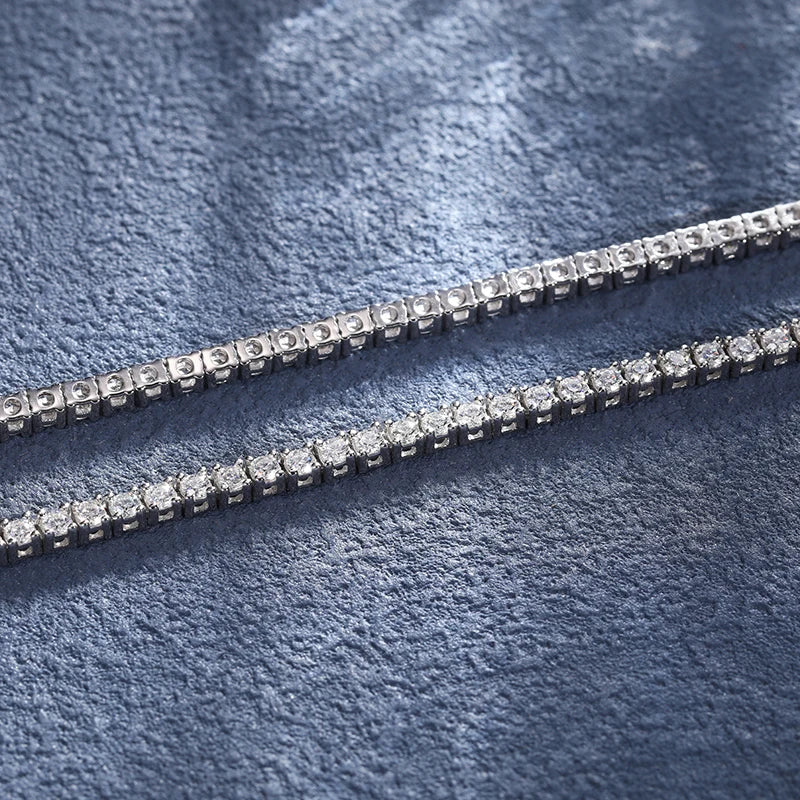 2mm Moissanite Tennis Necklace in 925 Sterling Silver | D VVS1 Brilliant Cut | Passes Diamond Tester with GRA Certificate