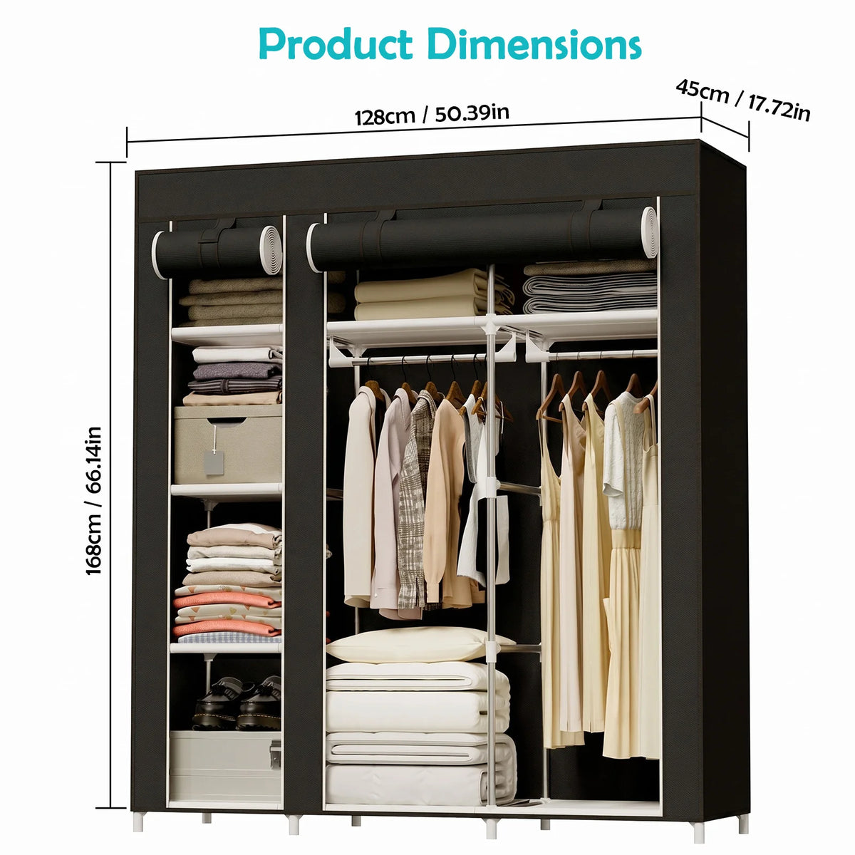 Large Capacity Portable Non-Woven Wardrobe Closet Organizer