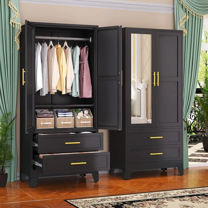 71 Inch Steel Armoire Wardrobe Closet Cabinet